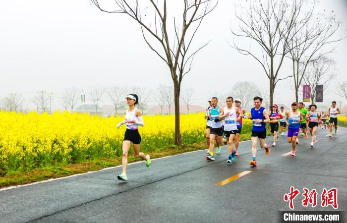 2024瑞昌第四届乡村花海半程马拉松开赛 选手跑入