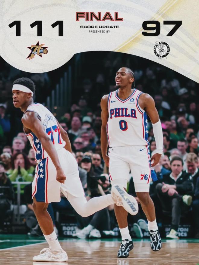 76人双星闪耀力克凯尔特人 埃奇库姆创季后赛新